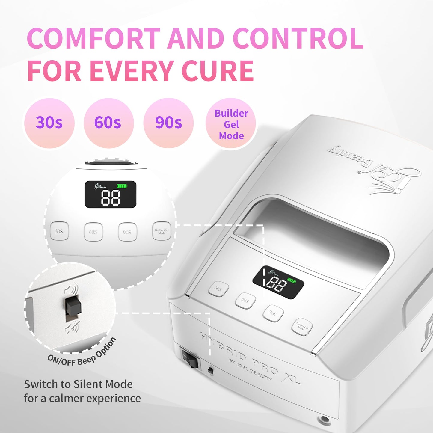 iGel Beauty Hybrid PRO 3.0 XL UV/LED Nail Lamp – Wireless Rechargeable 48W Nail Dryer, Extra Wide Full-Hand Curing, 9000mAh Battery, Smart Timer & Builder Gel Mode, Cordless Professional Lamp