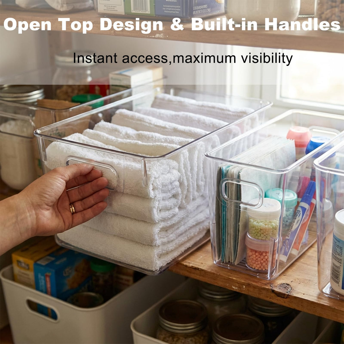 4 Pack Clear Plastic Organizer Bins