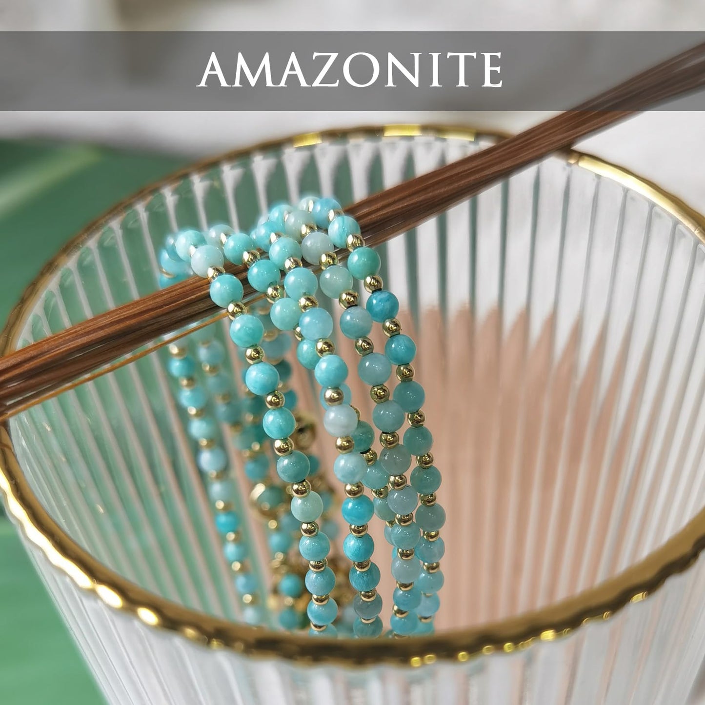 Morchic 3mm Green Amazonite Natural Gemstone Beaded Bracelet for Women, Dainty Tiny Charm Jewelry, Adjustable 7.1-8.6", Ideal Birthday Holiday Gift