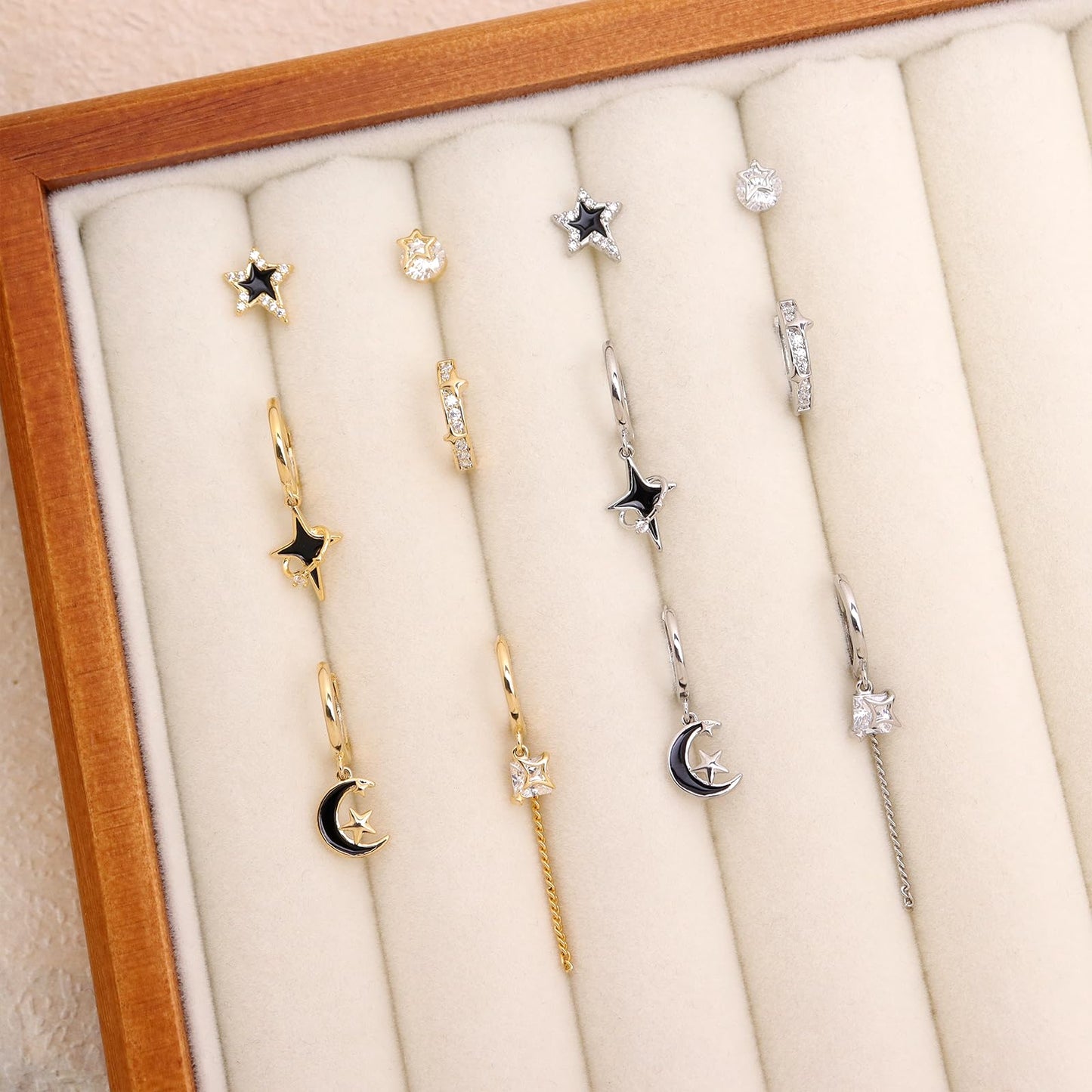 Frigotine 3PCS Sliver Pearl Hoop Stud Earrings Stack Set for Women, Dainty Rhinestone Teardrop Chain Dolphin Shell Multiple Piercing Cartilage Summer Beaches Jewelry Gift