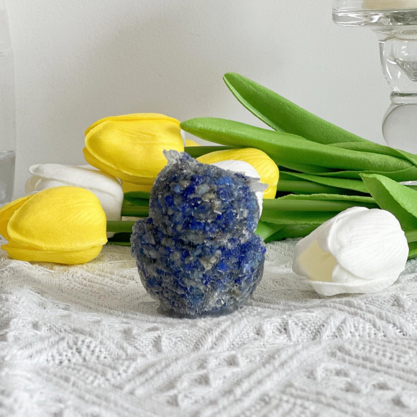 XYLIBLLA Hand-Carved Natural Crystal Owl Statue Owl Decor ,Blue Owl Figurine, Animal Figurines Desk Decor and Owl Gifts for Women(Blue Lapis Lazuli)