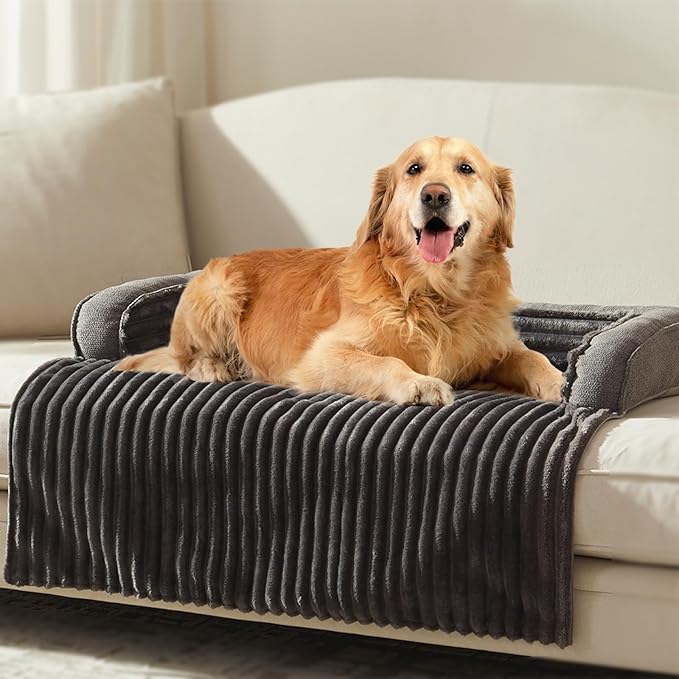 WINDRACING Luxury Dog Couch Bed, Washable Calming Dog Couch Cover, Couch Protector for Dogs, Waterproof Sofa Bed, Pet Bed Mats for Sofa, Pet Sofa Covers (Beige M:35"X31"X4.5"
