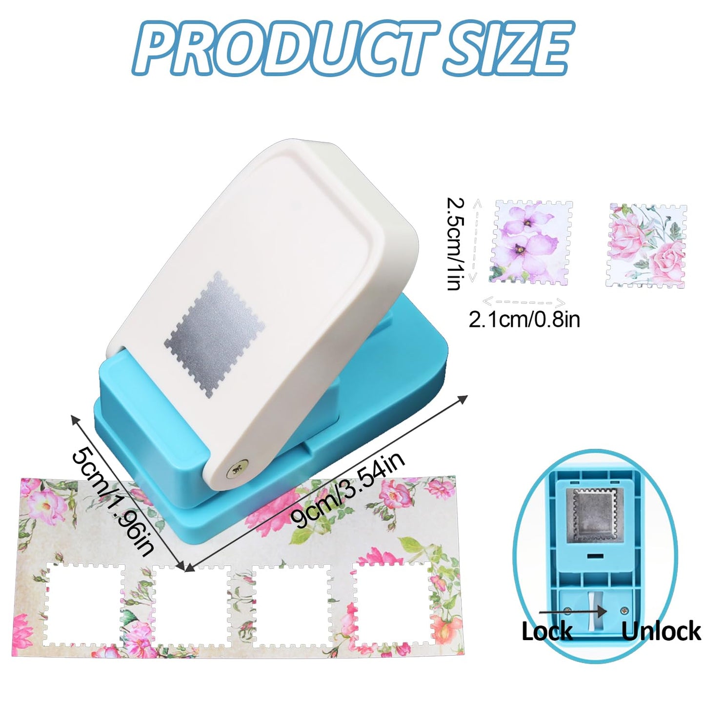 1X0.8inch Rectangular Postage Stamp Puncher, Rectangle Lever Action Stamp Punch for Paper Crafting Scrapbooking, DIY Card Making Arts Crafts Supplies