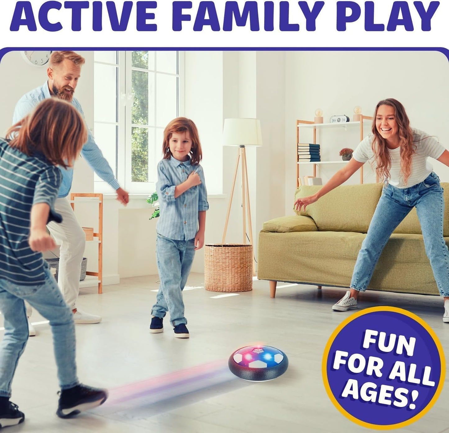 Hover Soccer Ball - Indoor Soccer Ball, Indoor Flying Toy Games (1 Floating Disk + 2 Goals) Boy Birthday Gifts, Indoor Silent Game | 3 in 1 Pack
