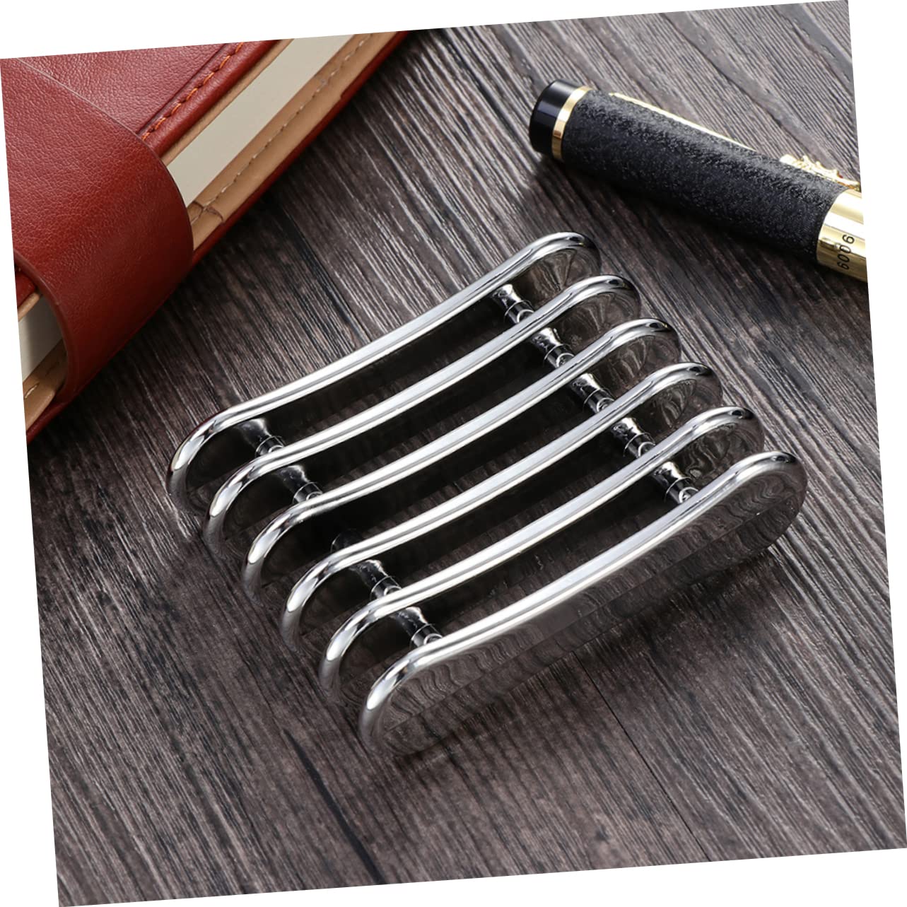 Hemoton Mini Nail Art Pen Holder Stand for Organizing Nail Brushes Uv Gel Pens Compact Metal Holder for 5 Pens 3.07X2.04X0.78 Inches