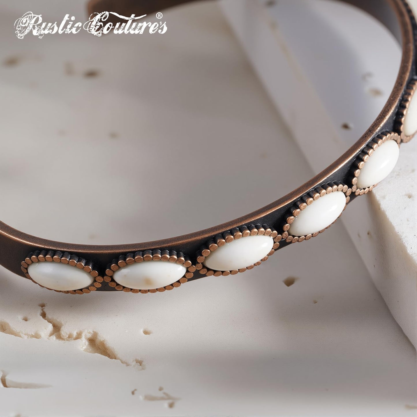 Montana West Rustic Couture's Jewelry Western Turquoise Cuff Bangle Bracelets Bohemian Vintage Elastic Bracelet for Women Cowgirl White