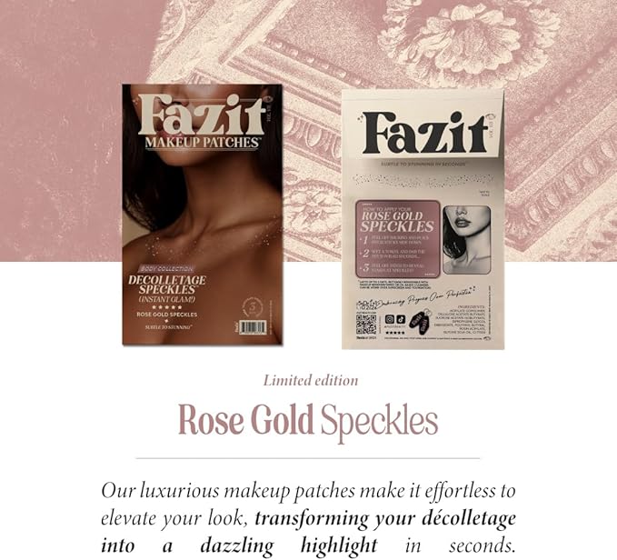 Fazit Makeup Patches - Rose Gold Decollatage Speckles - Glow Up Make-Up Patches - Cute Glitter Makeup Accessories For Women - Cosmetic Glitter