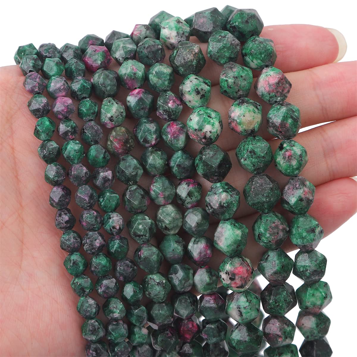 BEADIA Faceted Natural Zoisite Stone Round Beads 8mm 36cm/Strand for Jewelry Making