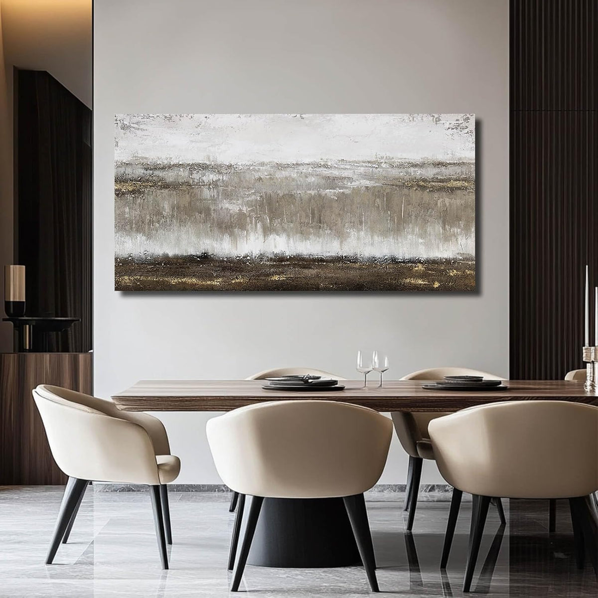 Black Painting Traditional Wall Decor Abstract Wall Art Large Pictures Grey Wall Decorations Vintage Walls for Living Room Dining Room 24"x48"