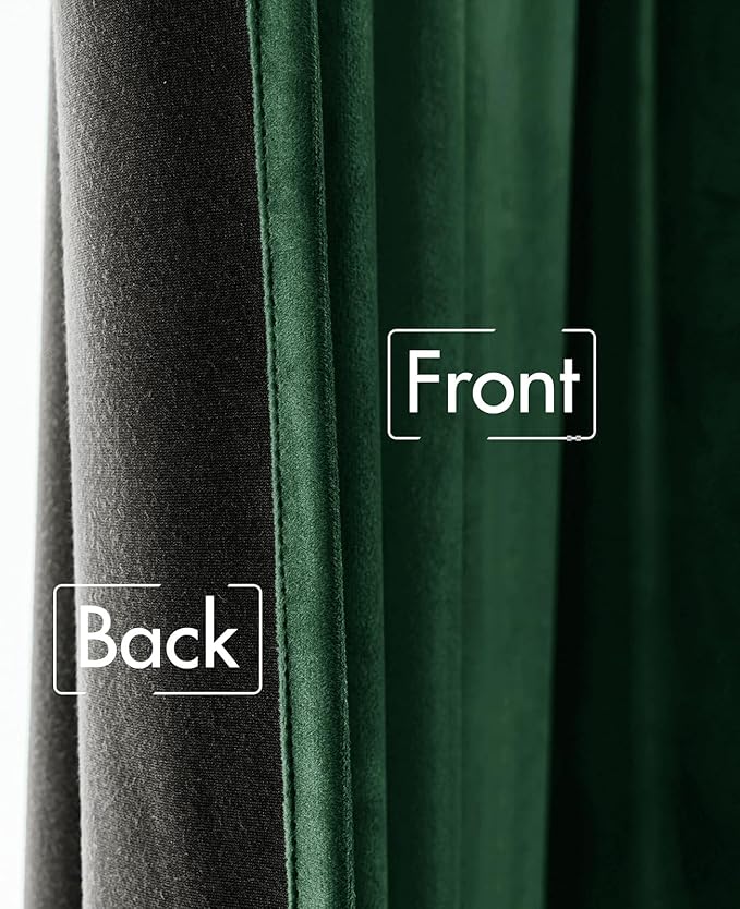 MIULEE Velvet Curtains 90 inches - Luxury Christmas Blackout Curtains for Bedroom Living Room Thermal Insulated Super Soft Window Drapes Rod Pocket & Back Tab, Hunter Green, W52 x L90 inches, 2 Panels
