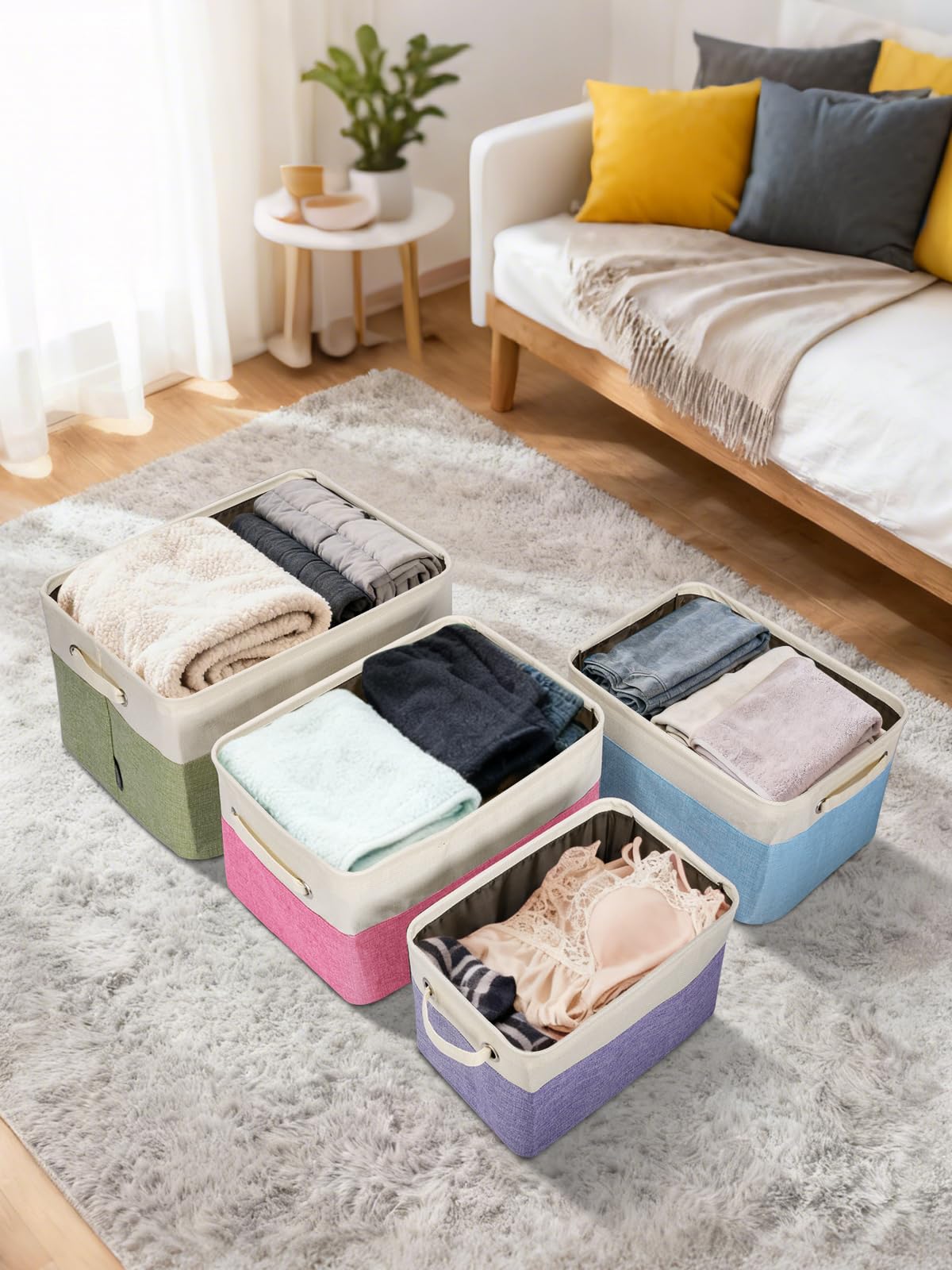4 Pack Fabric Closet Storage Bins for Shelves (4 Count)