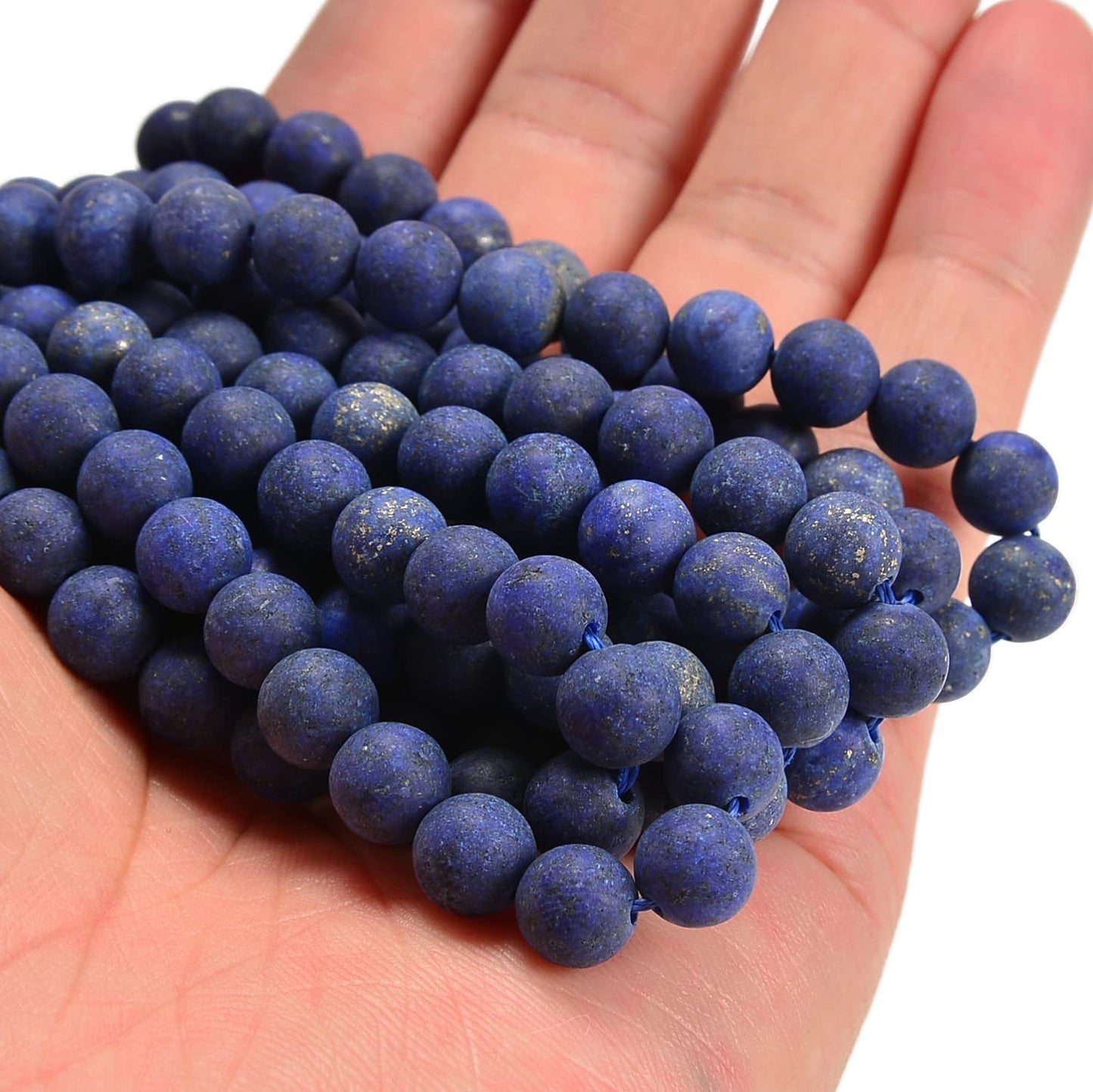 jodaying 10mm Lapis Lazuli Matte Round Natural Gematone Loose Beads for Jewelry Making DIY 1 Strand 15"