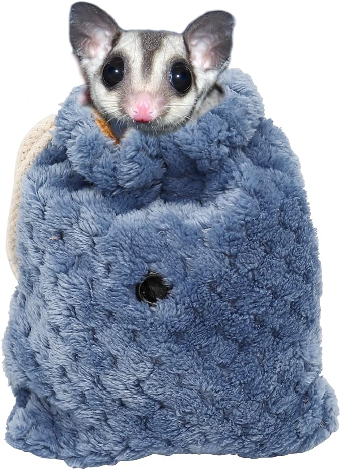 Dnoifne Sugar Glider Hanging Bed House, Sugar Glider Hamster Sleeping Pouch with Drawstring Design, Small Animals Hammock Cage Accessories, Cage Warm Sleep Bag for Squirrel Guinea Pig Birds Parrot