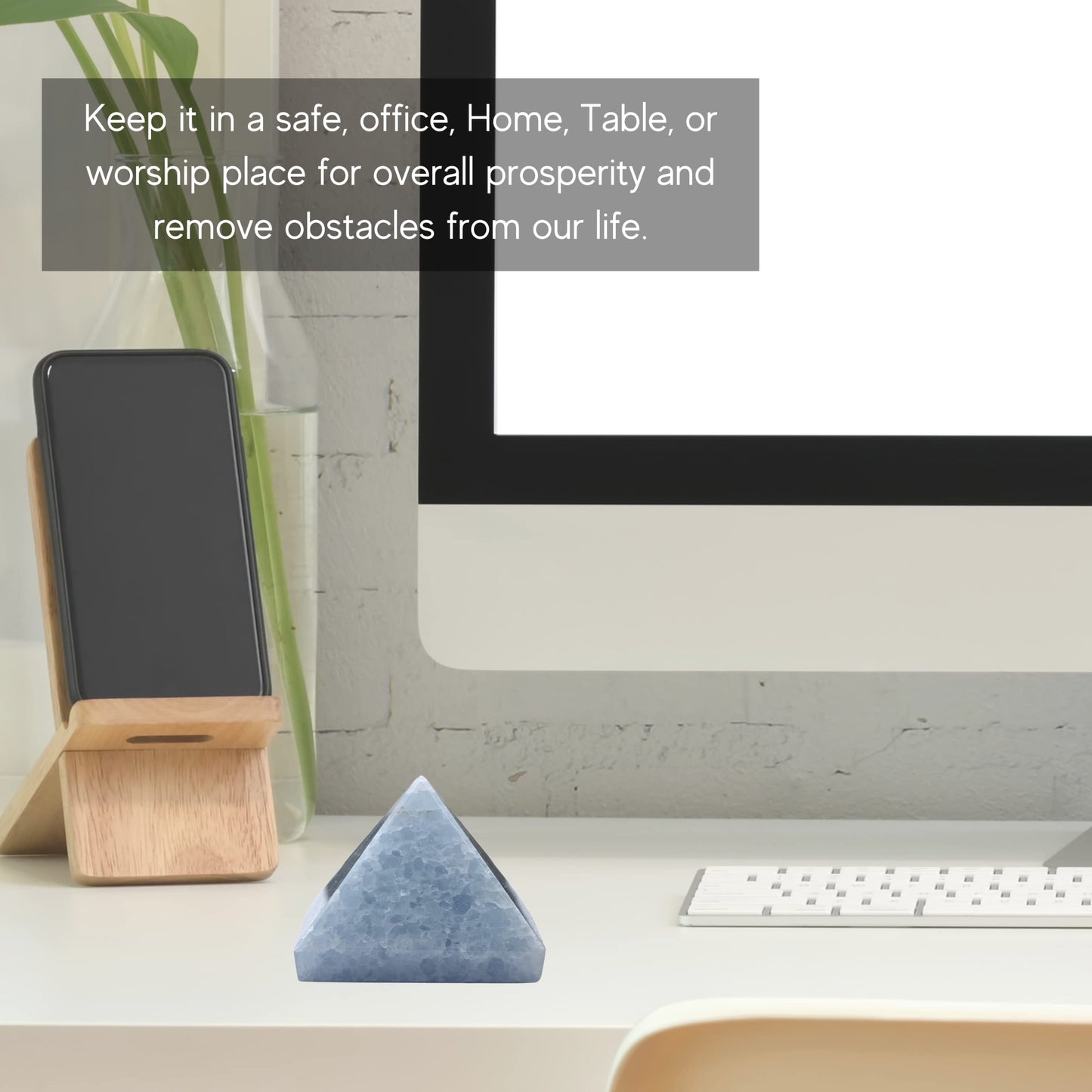 Amazing Gemstone Blue Calcite Pyramid Crystal Healing Stones - 2" Great Pyramid Figurine of Natural Stone Pyramid for Meditation, Reiki, Chakra Balancing and Crystal Pyramids Grid