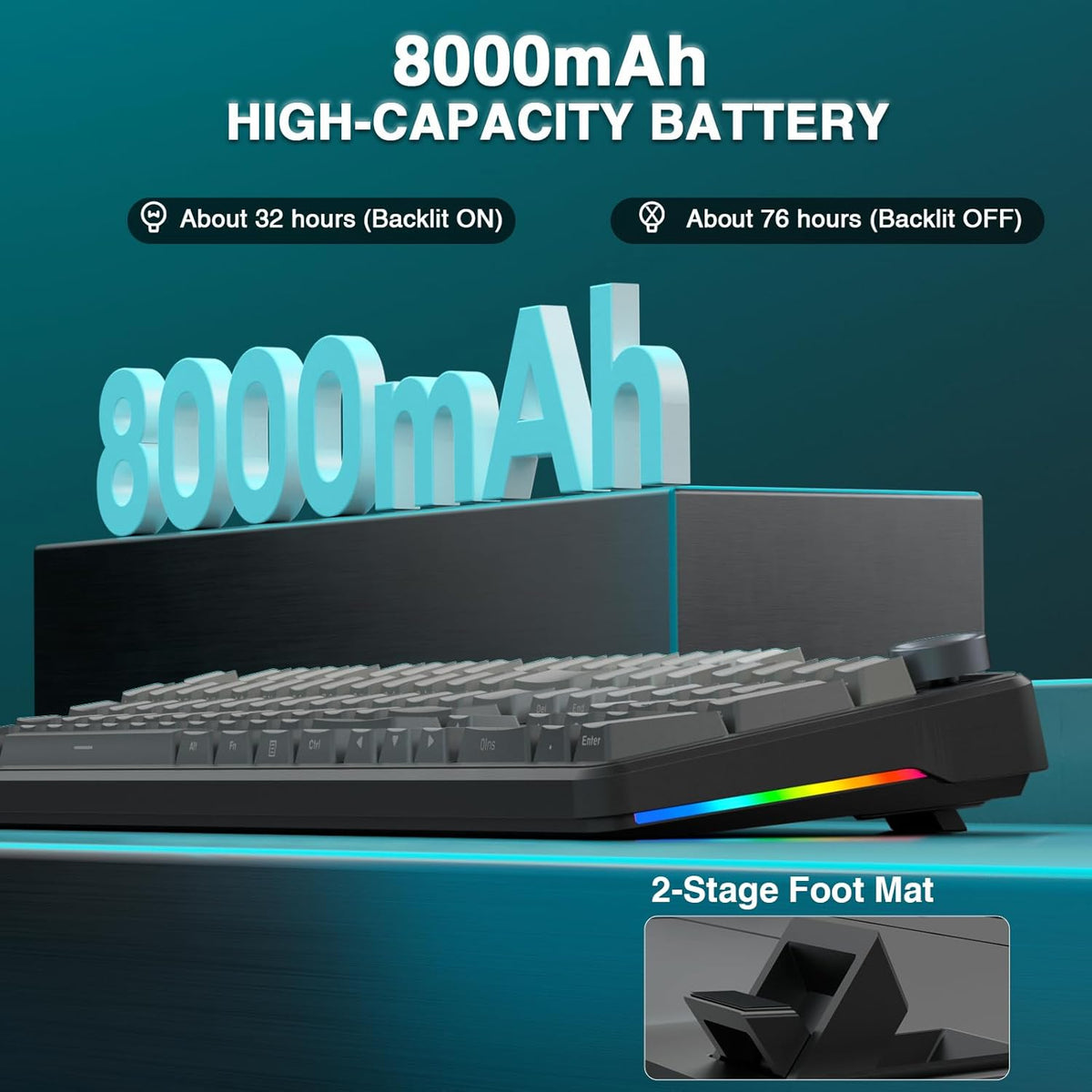 AULA F108 PRO - Wireless Mechanical Keyboard with Screen & Knob,Full Size Keyboard with 8000mAh Battery,Pre-lubed Switches,Side Printed PBT Keycaps,RGB Backlit Hot Swappable Custom Gaming Keyboards