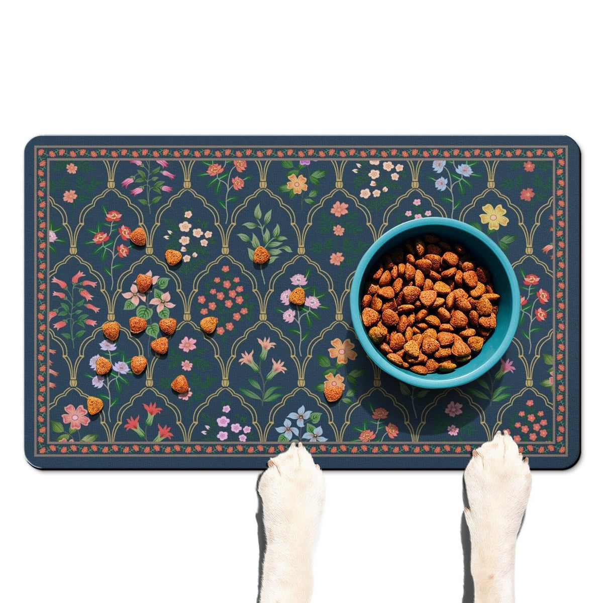Absorbent Pet Dog Bowl Mat for Food and Water, Pet Cat Food Feeding Mat with Non Slip Rubber Backing, Dog Food Mats for Floors Waterproof, 17"x30"