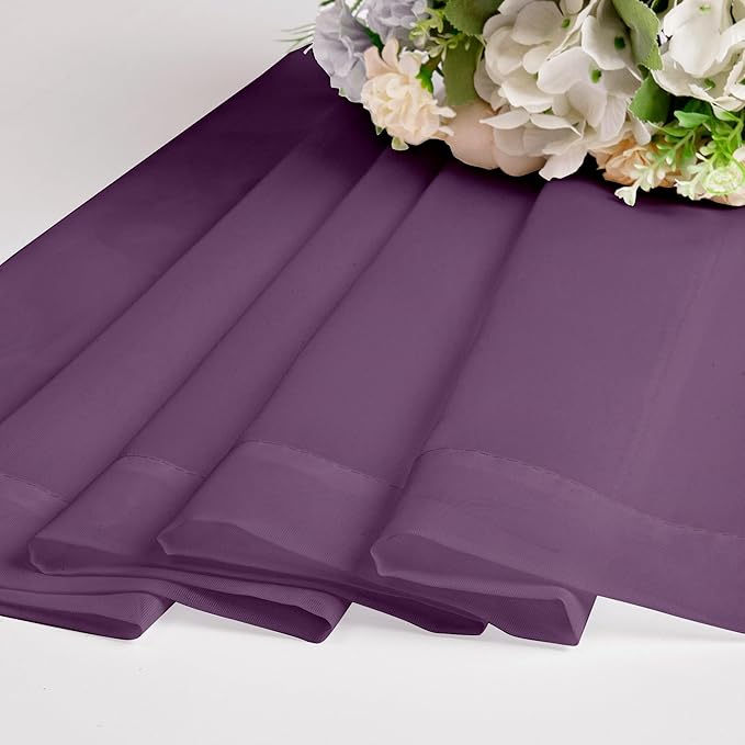 Chyhomenyc Plum Sheer Curtains 96 inches Long 2 Panels, Light Filtering Soft Airy Solid Elegant Voile Window Treatment Drapes for Bedroom Living Room Wedding Party Decor, 42 Wx96 L, 8FT L