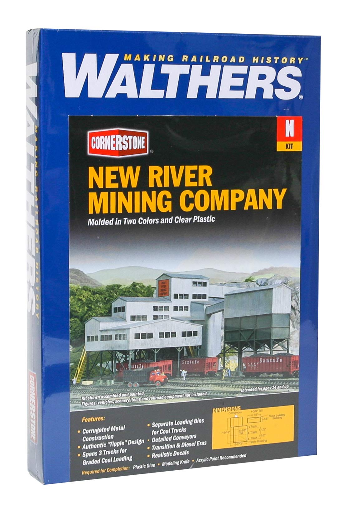 Walthers Cornerstone New River Mining Company-Main BLDG: 7 933-3221 N Scale Model Railroad - Structure Kit