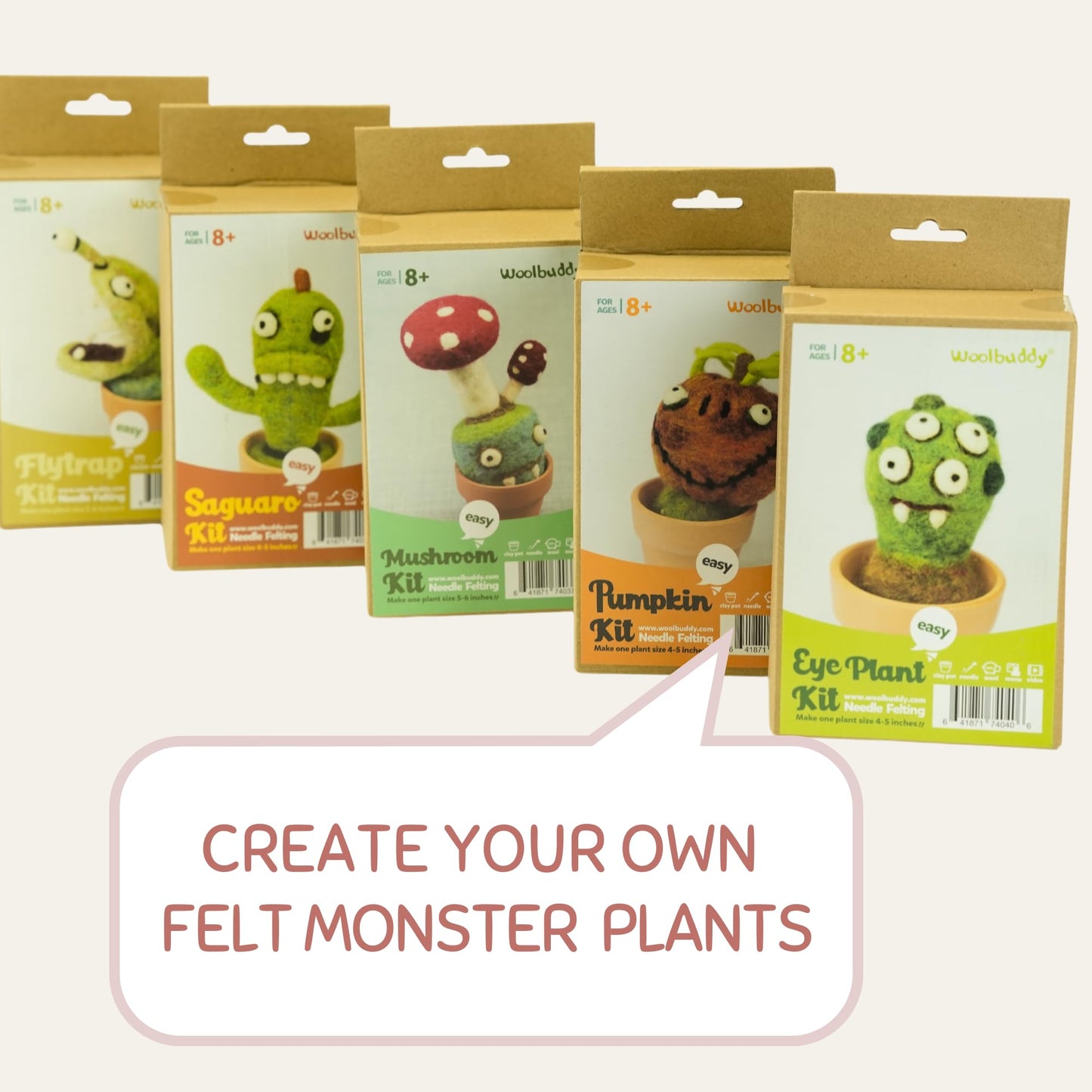 Woolbuddy Needle Felting Kit, Eye Plant Monster Craft for Beginner Adults, Includes Supplies and Instructions, Creative Design for Unique DIY Projects