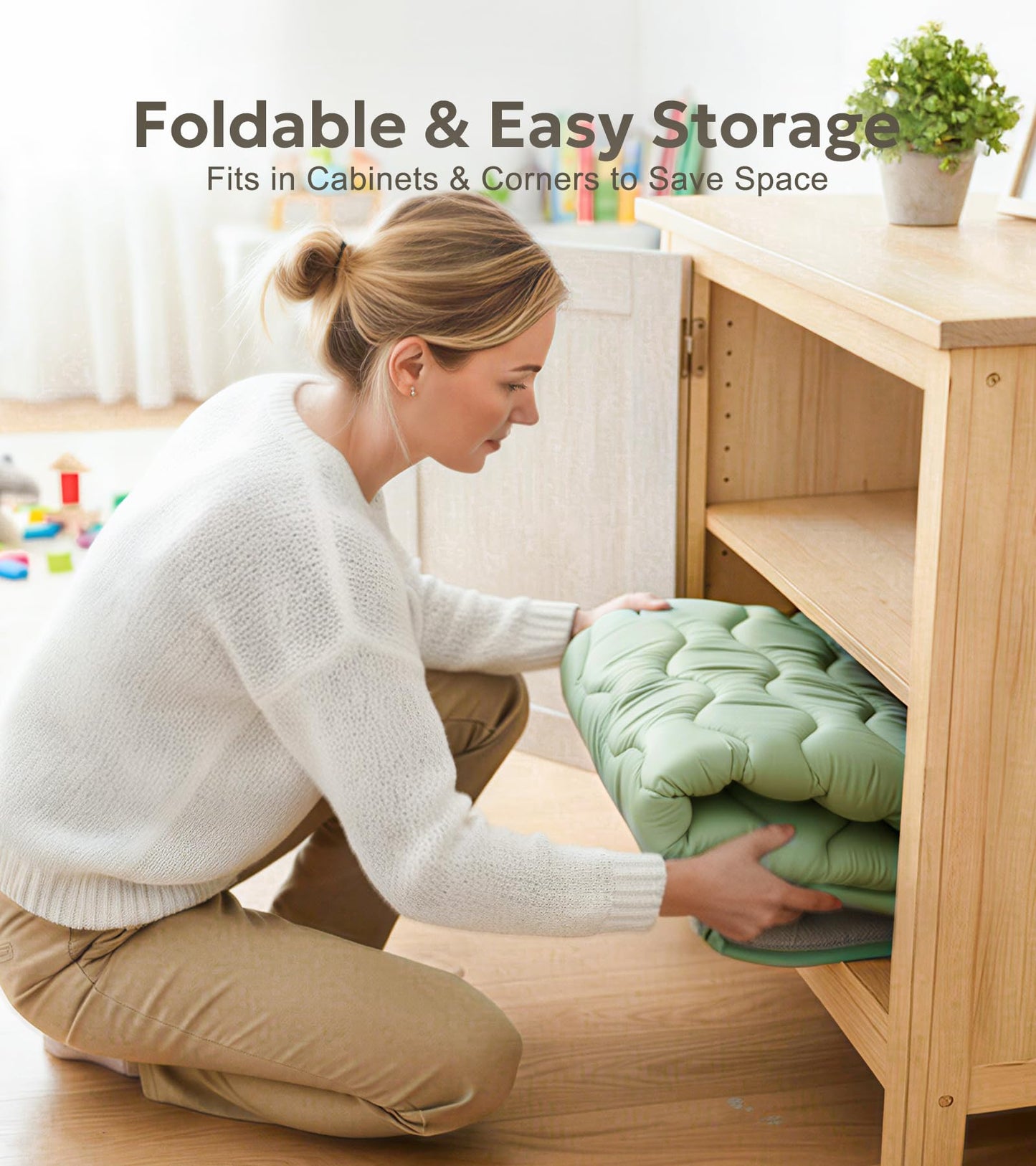 Mallify Baby Play Mat 50"x50", Non-Slip Baby Mat for Floor, Soft Thicker Playpen Mat, Portable Playmat, Crawling Mat for Infants, Babies, Toddlers, Activity Mat, Green