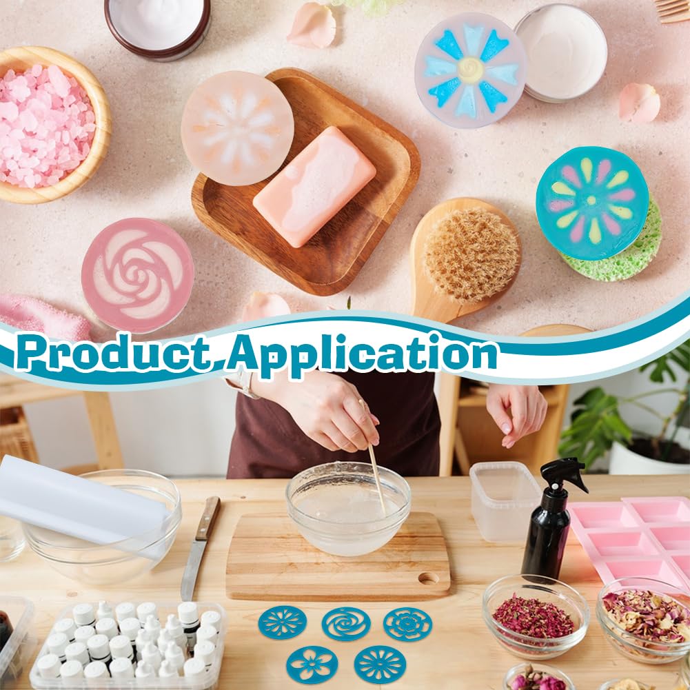 BENECREAT 15Pcs Set Acrylic Soap Mold Kaleidoscope Pull Through Mold Flower Shape Mold with Stainless Steel Stick for DIY Craft, Candle & Cake Decoration