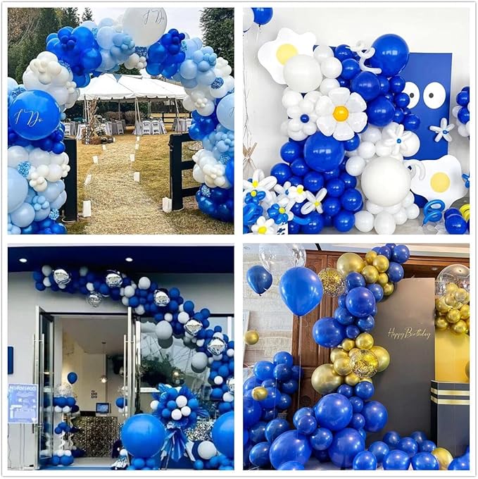 412pcs Royal Blue Balloons 18 12 10 5 Inch Blue Balloon Garland Arch Kit Different Sizes Matte Latex Balloons for Baby Shower Birthday Wedding Party Decorations