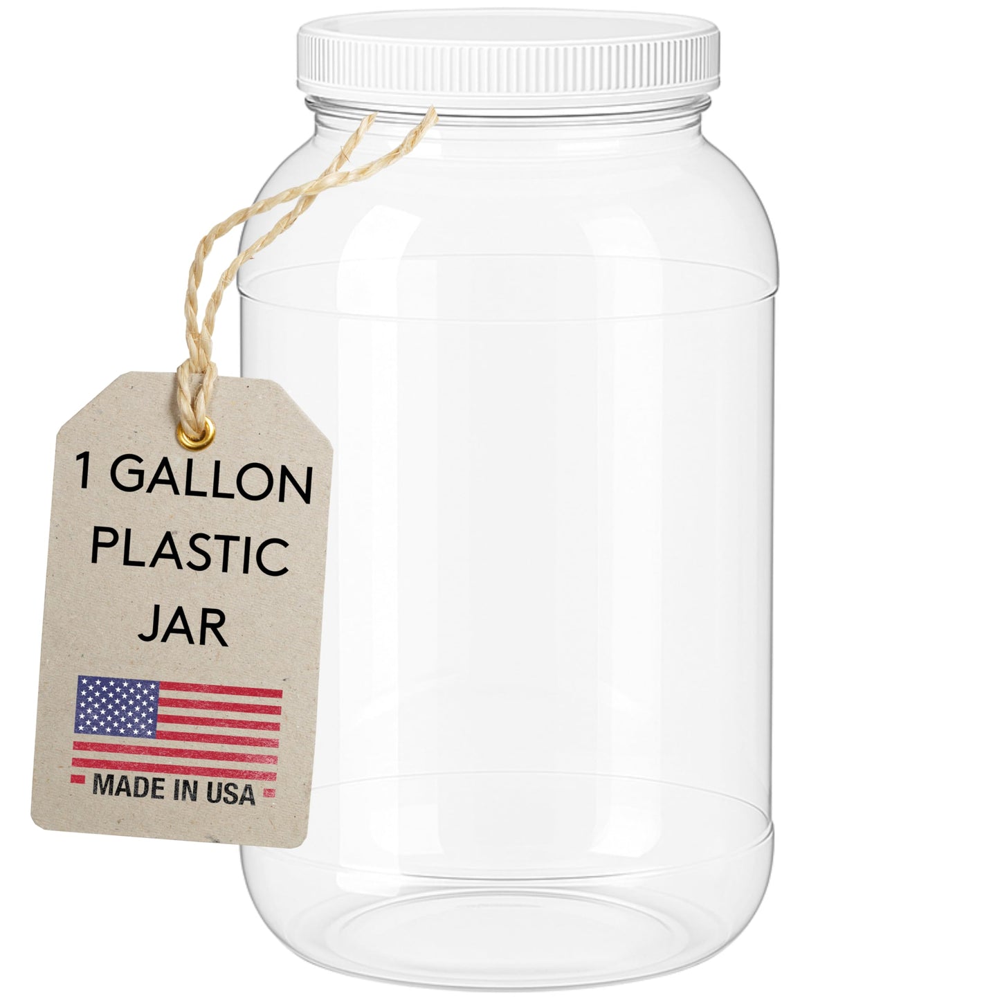 kitchentoolz 1 Gallon Plastic Jar with Airtight Lid – Wide Mouth Food Storage Container – Clear PET Canister – Made in USA