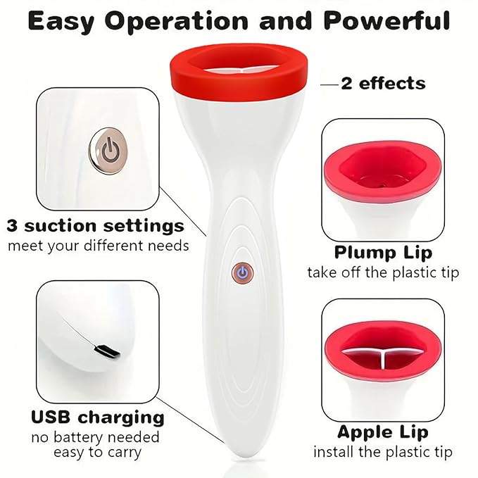Generic Electric Lip Vacuum Plumper, Bigger Lip Suction Plumper Tool, USB Charging, Lip Plumping Device, Lip Sucker Plumper Tool, Lip Augmentation Beauty Device (2Pcs)