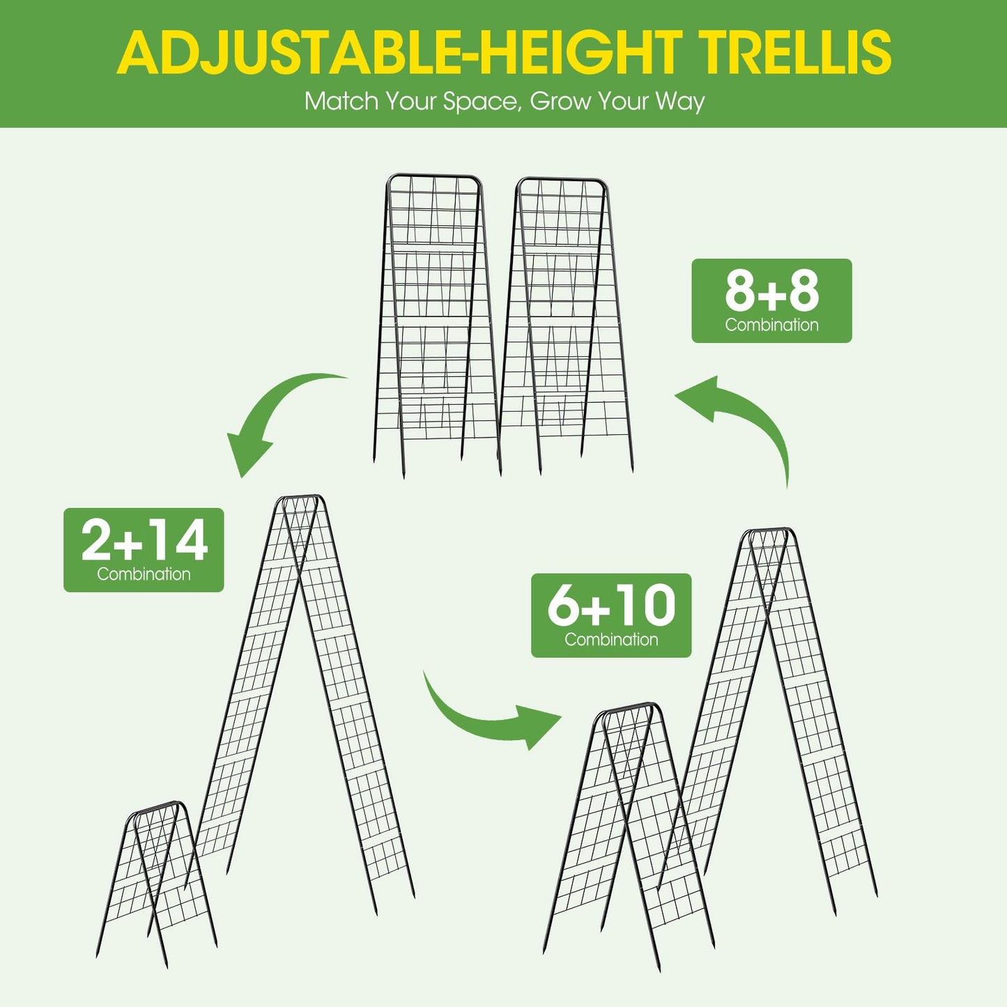 Heavy Duty Cucumber Trellis,50"x17" Adjustable A-Frame Trellis for Climbing Plants ,Metal mesh Design, Rust-Proof and UV-Resistant,Garden Trellis for Cucumber Beans and Vine Type Plants. Black &1Pcs