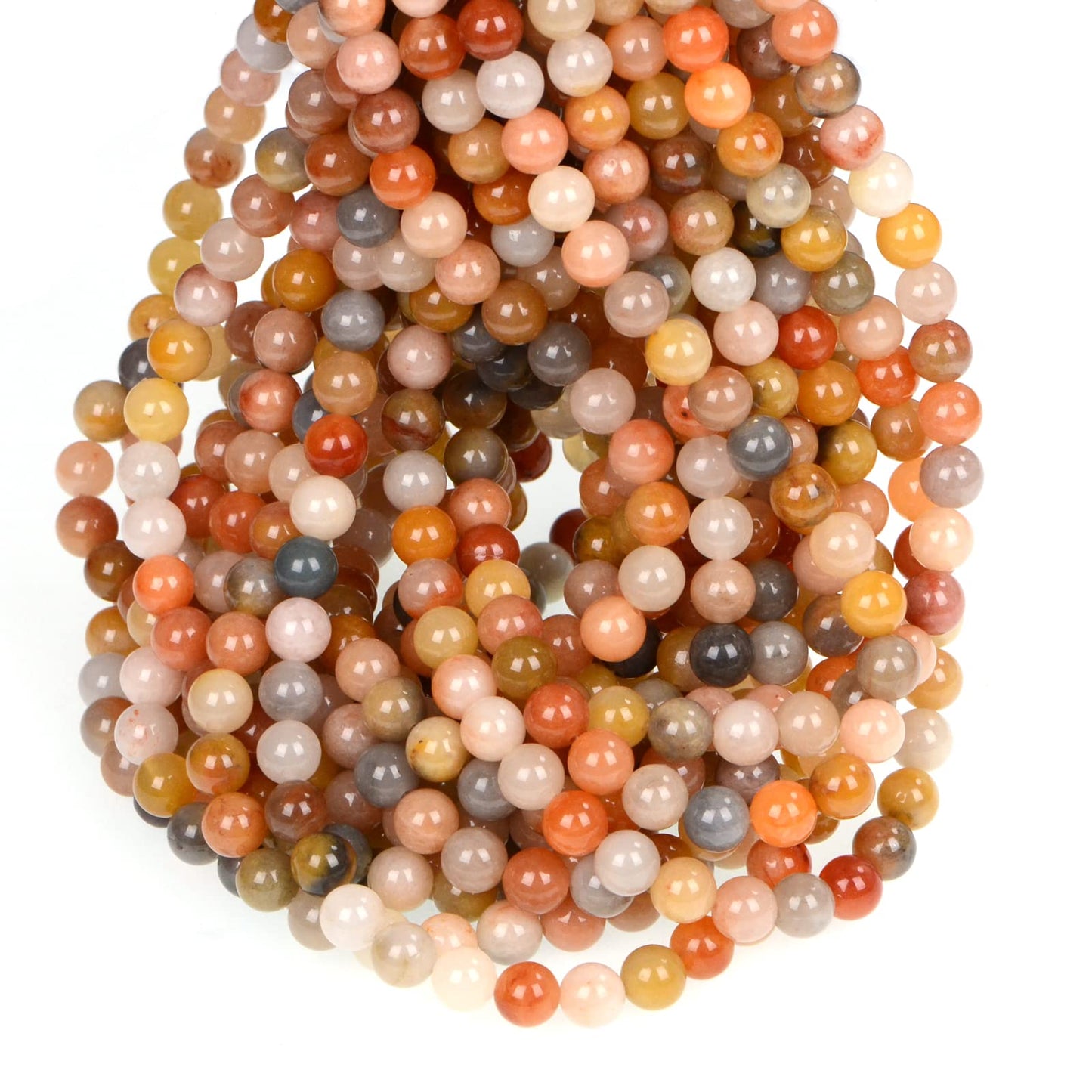 ICAI (Golden Jade) Natural Stone Beads Gemstone Round Loose Beads Crystal Energy Stone Healing Power for Jewelry Making DIY,1 Strand 45-47pcs(8mm)