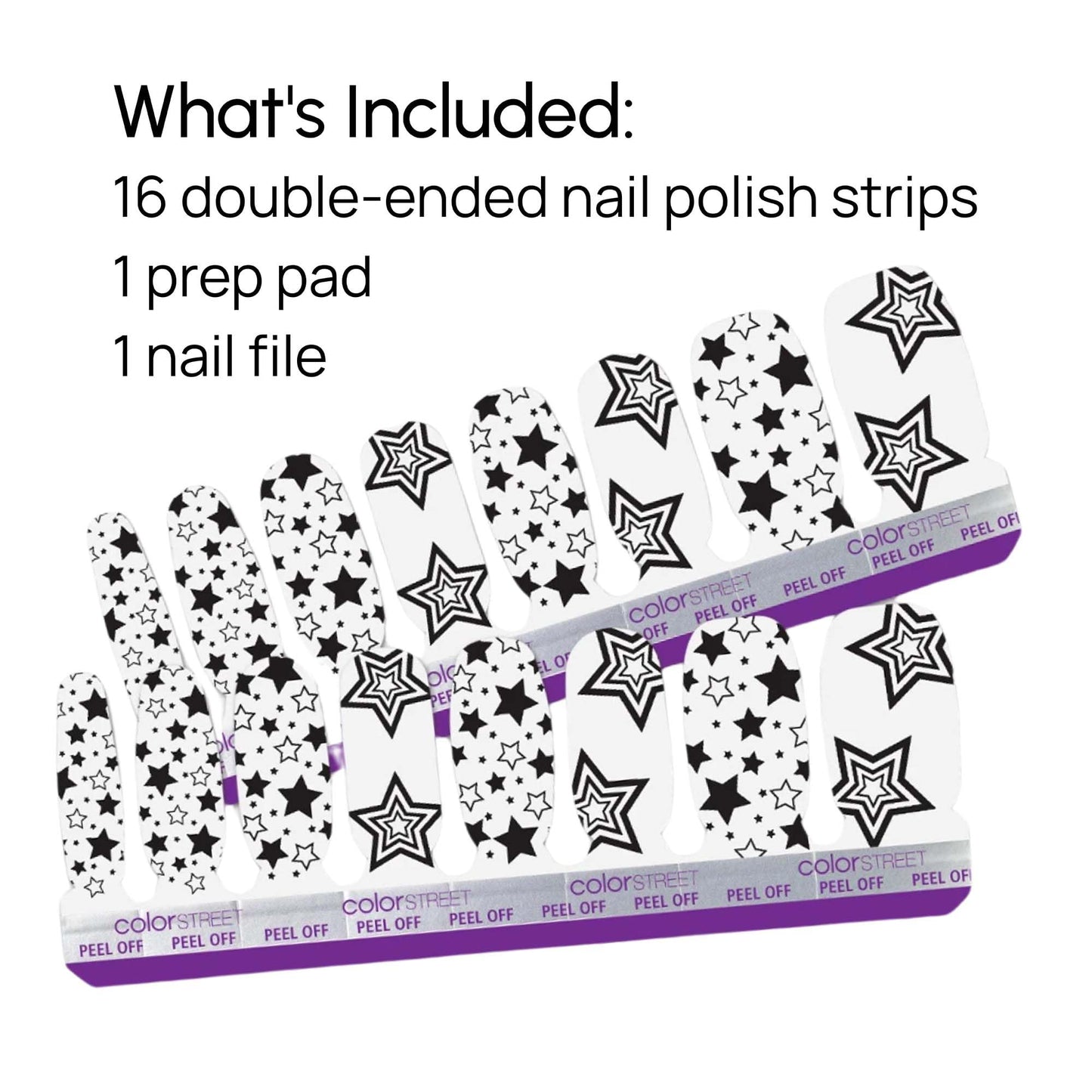 Color Street Shoot for the Stars Nail Strips - Clear with Abstract Star Designs - Wear Solo or Layer -Clear Finish -16 Double-Ended Nail Polish Strips