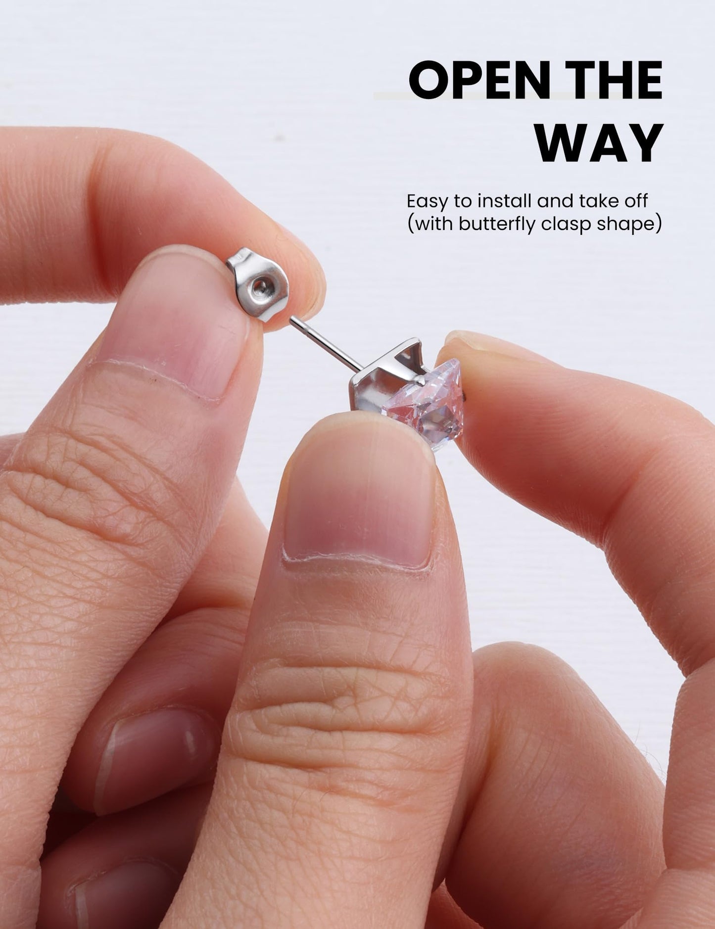 12 Pairs Silver Earrings - Surgical Steel & Zinc Earrings Set - Hypoallergenic Cubic Zirconia Studs - Women's & Men's - 3mm-8mm