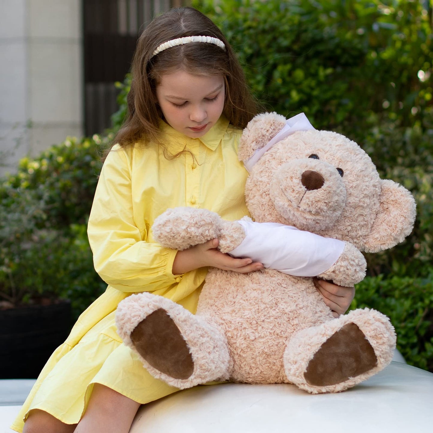 Muiteiur 25.6 Inch Get Well Soon Teddy Bear, Broken Arm Gift for Kids, Soft Recovery Bear with Bandage, Gift for Kids Adult After Surgery