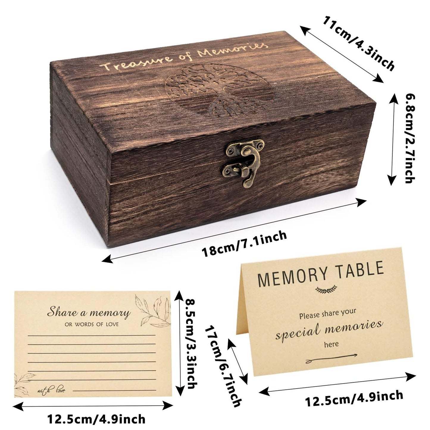 Oxmidud Wooden Share Love & Memories Box with 50 Pcs Share A Memory Cards for Celebration of Life Decorations - Elegant Keepsake for Funerals, Weddings, Birthdays & Graduations - Heirloom Storage Box