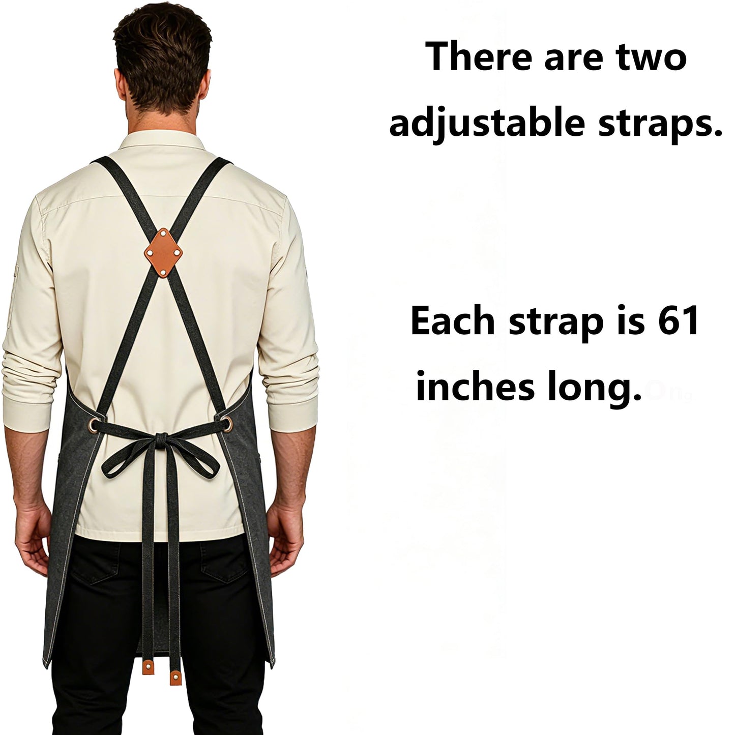 AFUN Chef Aprons for Men Women with Oversized Pockets, 16-Ounce Cotton Canvas Cross Back Heavy Duty Work Apron (Grey)