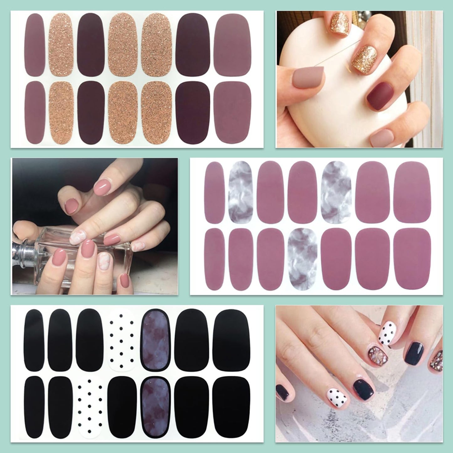 WOKOTO 20 Sheets Solid & Gradient Full Nail Wraps for Women Nails Self Adhesive Nail Polish Stickers Classic Solid Nail Strips Peel and Stick Nail Polish Strips Gel Stickers for Nail Art Wraps