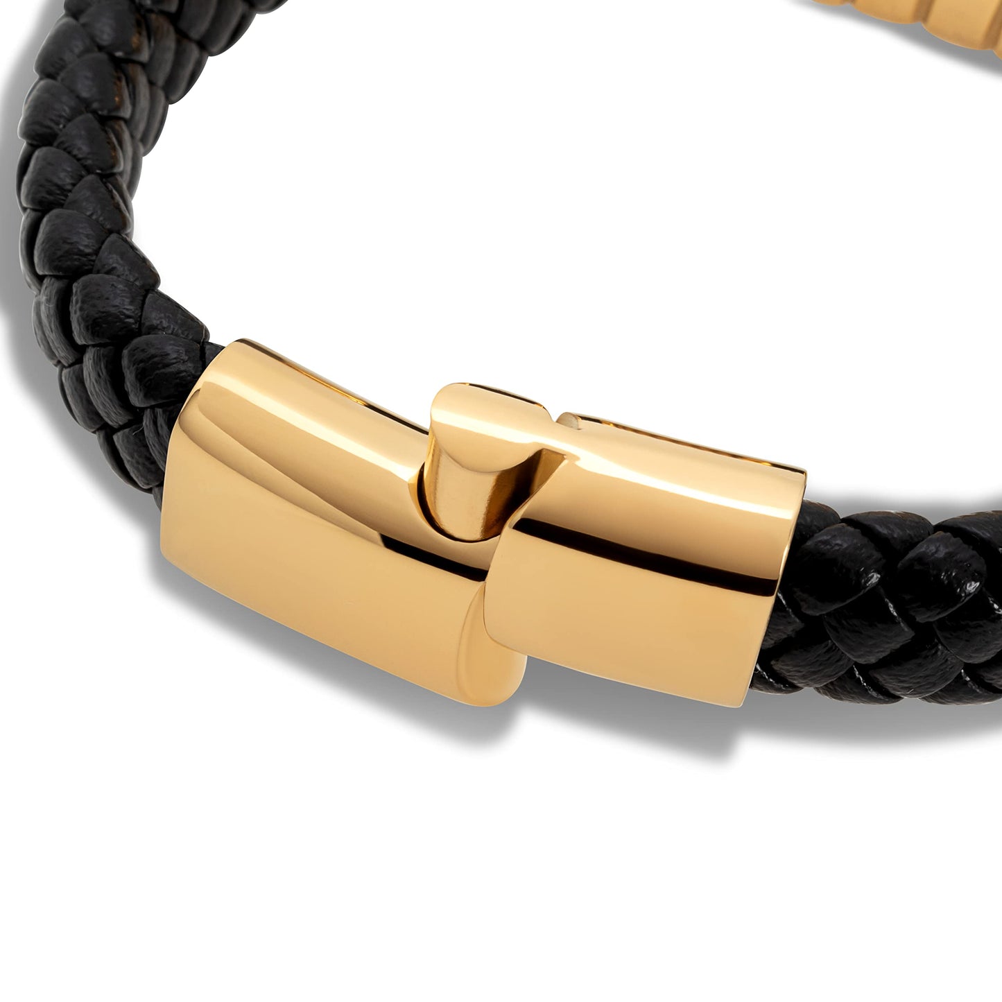 SERASAR Mens Bracelets 20cm Gold Gift Box Genuine Leather Cowhide Braided Adjust Able Magnetic Clasp Multi Layer Wrap Jewellery Rope Man Mans Male Band Jewelry Accessories