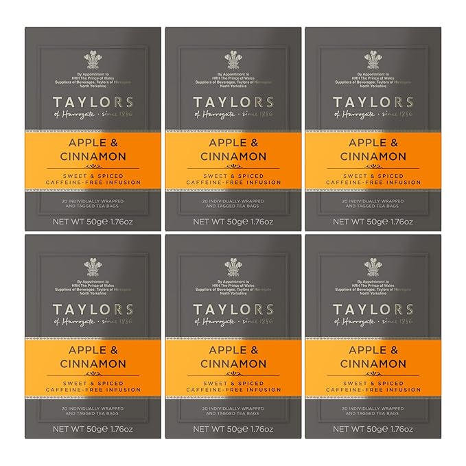 Taylors of Harrogate Apple & Cinnamon Herbal Tea, 20 Count (Pack of 6)