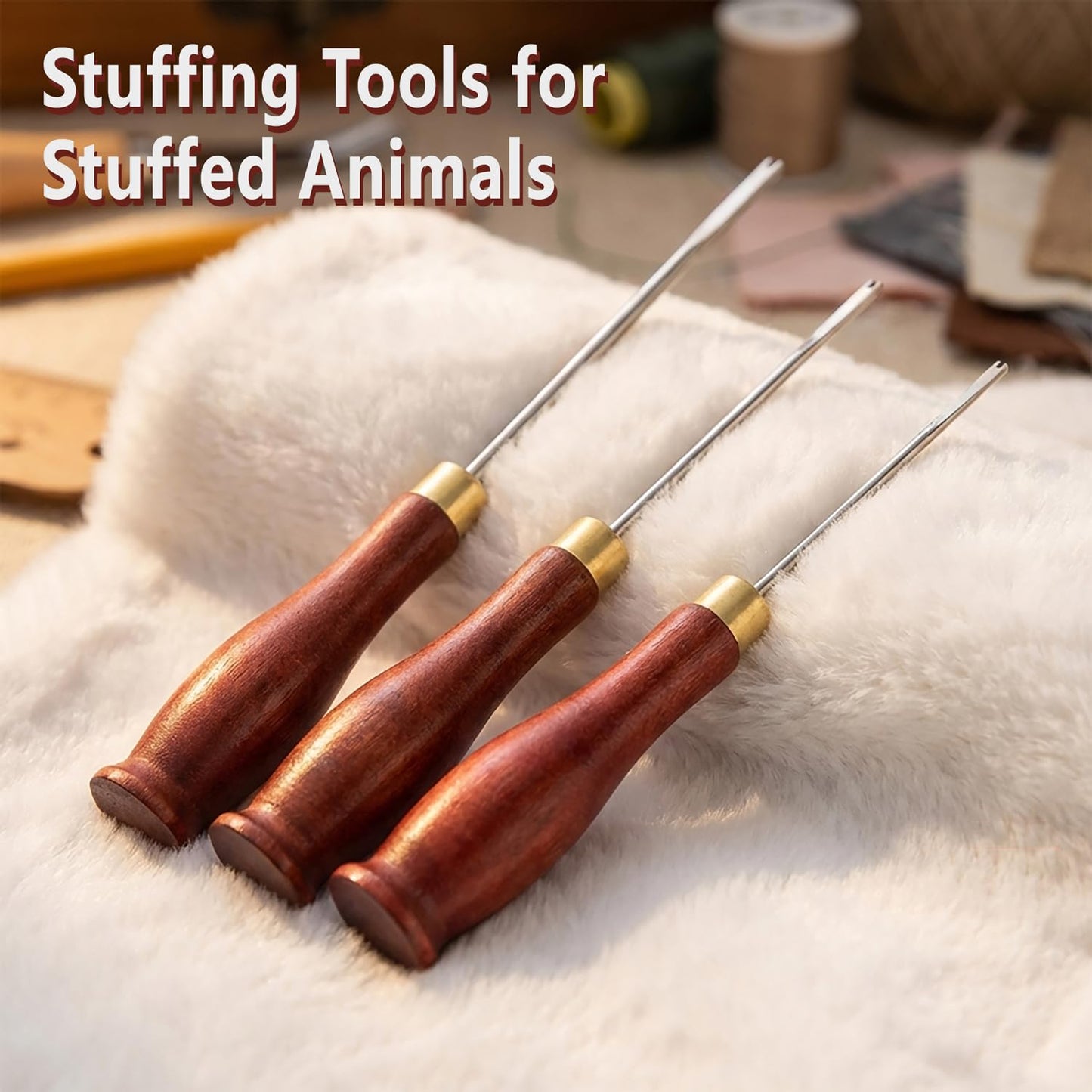 Famjoyart 3 Piece Stuffing Tool for Crafts Stuffed Animals Sewing Kit DIY Doll Making Supplies Versatile Handcrafts Crochet Fabric Stuffing Fork Cotton Filler Tools for Sewing Crafting Projects