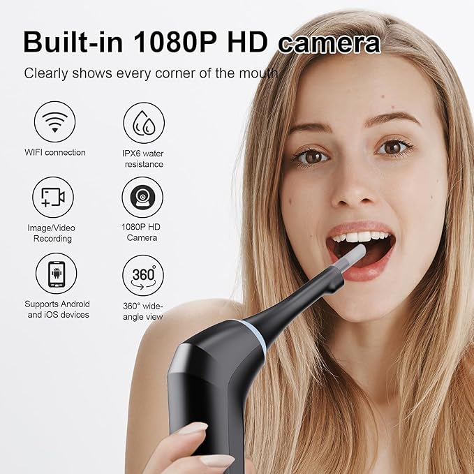 Electronic Tonsil Stone Remover with Camera, Tonsil Stone Removal Kit, 3 Suction Levels, Tonsil Stone Vacuum, Oral Care for Mouth Health, USB Rechargeable (Black)