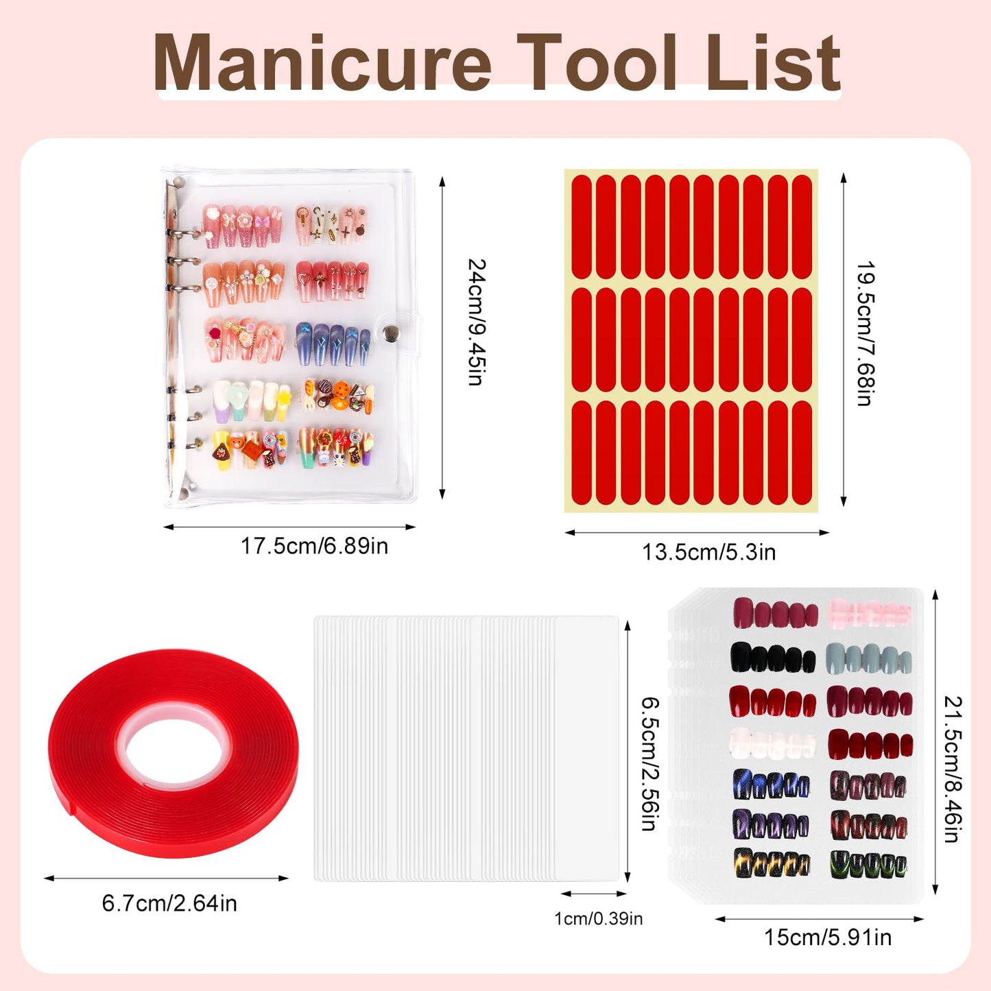 Major Dijit Large Clear Press on Nails Storage Box Nail Storage Case with 2 Style Adhesive Double Sided Tape and Nail Display Sticks for Nail Display Organizer Nail Salon Supplies