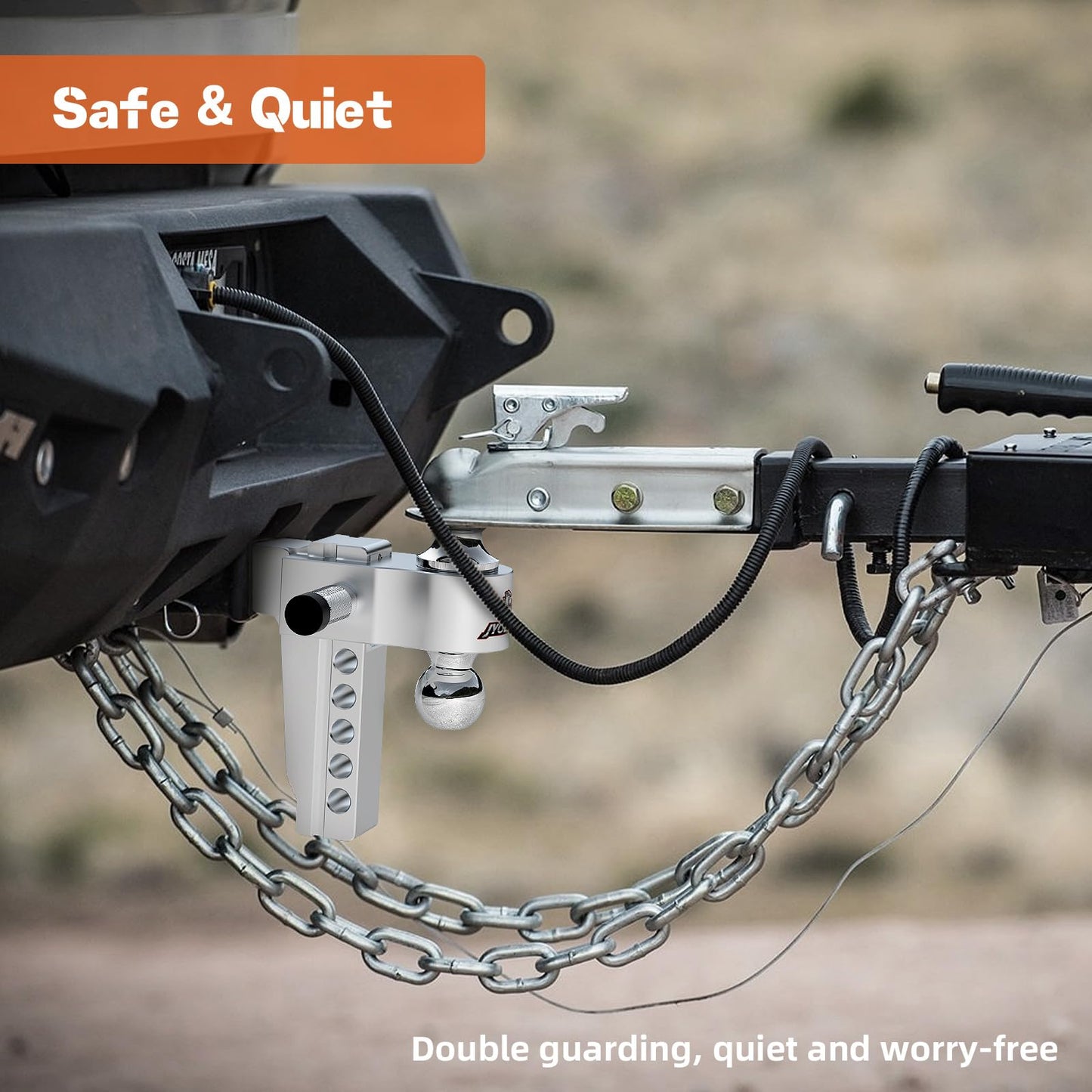 Adjustable Aluminum Trailer Hitch Ball Mount for 2" Receiver, Includes 2.5" Sleeve Adapter, 6" Drop/Rise, Dual Ball 2" & 2-5/16", 12,500 lbs GTW, Hitch Tightener with Locking Pins