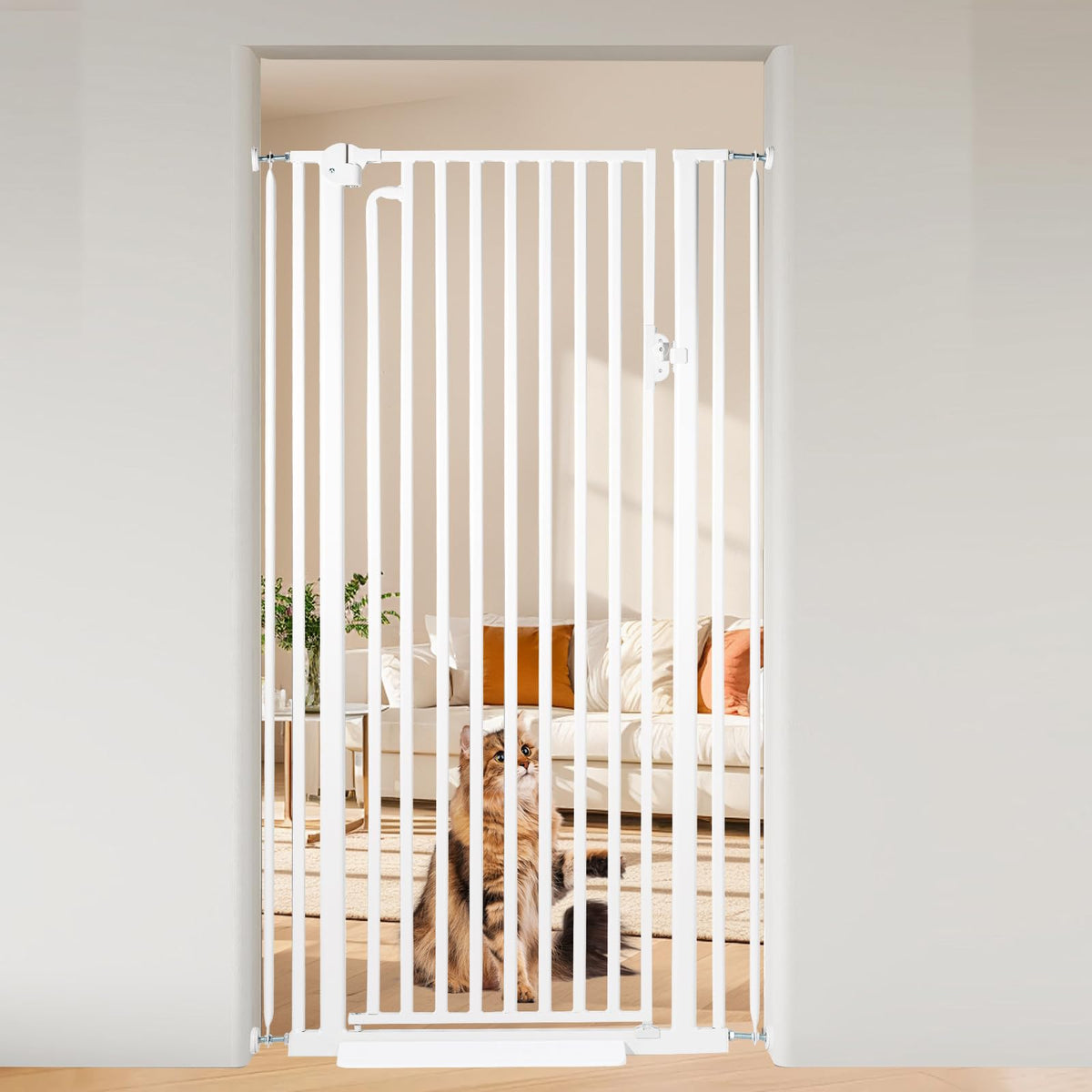 59" Extra Tall Cat Gate for Doorway, 29.4-33.4" Wide, Black