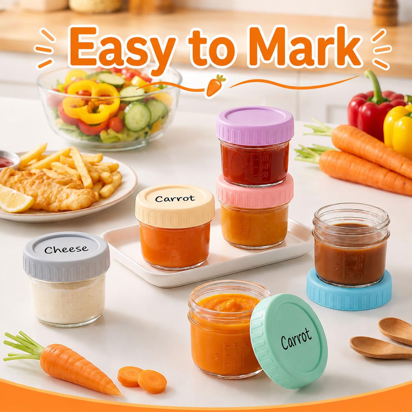 BOMEX 4oz Glass Jars with Lids Salad Dressing Container To Go Small Clear Glass containers for Wedding Favors Crafts Food Sample Storage Sauce Dressing Spice Jars 6 Pack