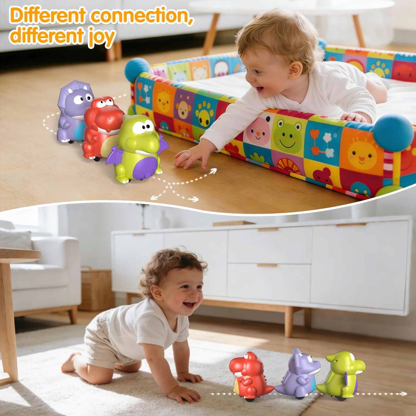 Topsolid Baby Tummy Time Dinosaur Toys 18 24 36 Months, Baby Crawling Toys, Toddler Moving Walking Dinosaurs Montessori Toys for 2 3 4 5 6 Year Old, Infant Boy Girl Birthday