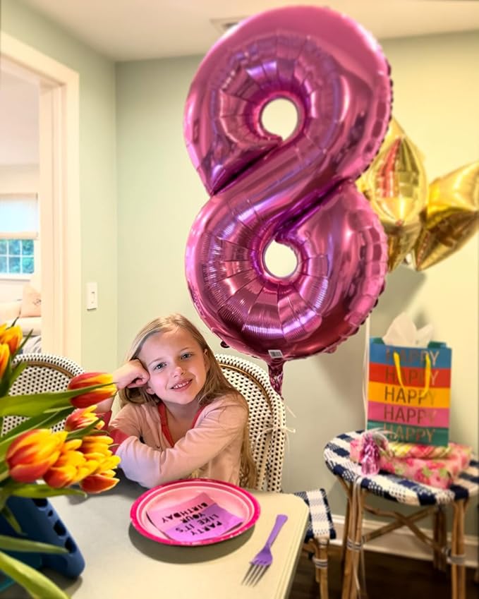 Pink Number 9 Balloon 40 Inch, 9th Birthday Party Decorations for Children, Giant 9 Foil Balloon for Party Supplies