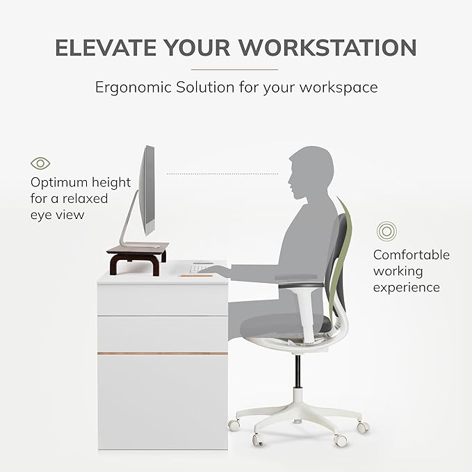 Anji Mountain Monitor Stand - Desktop Organizer & Laptop Riser, Ergonomic Monitor Riser, Space-Saving Monitor Stand for Desk, Durable Construction, Easy Assembly, Ideal for Home & Office,Walnut