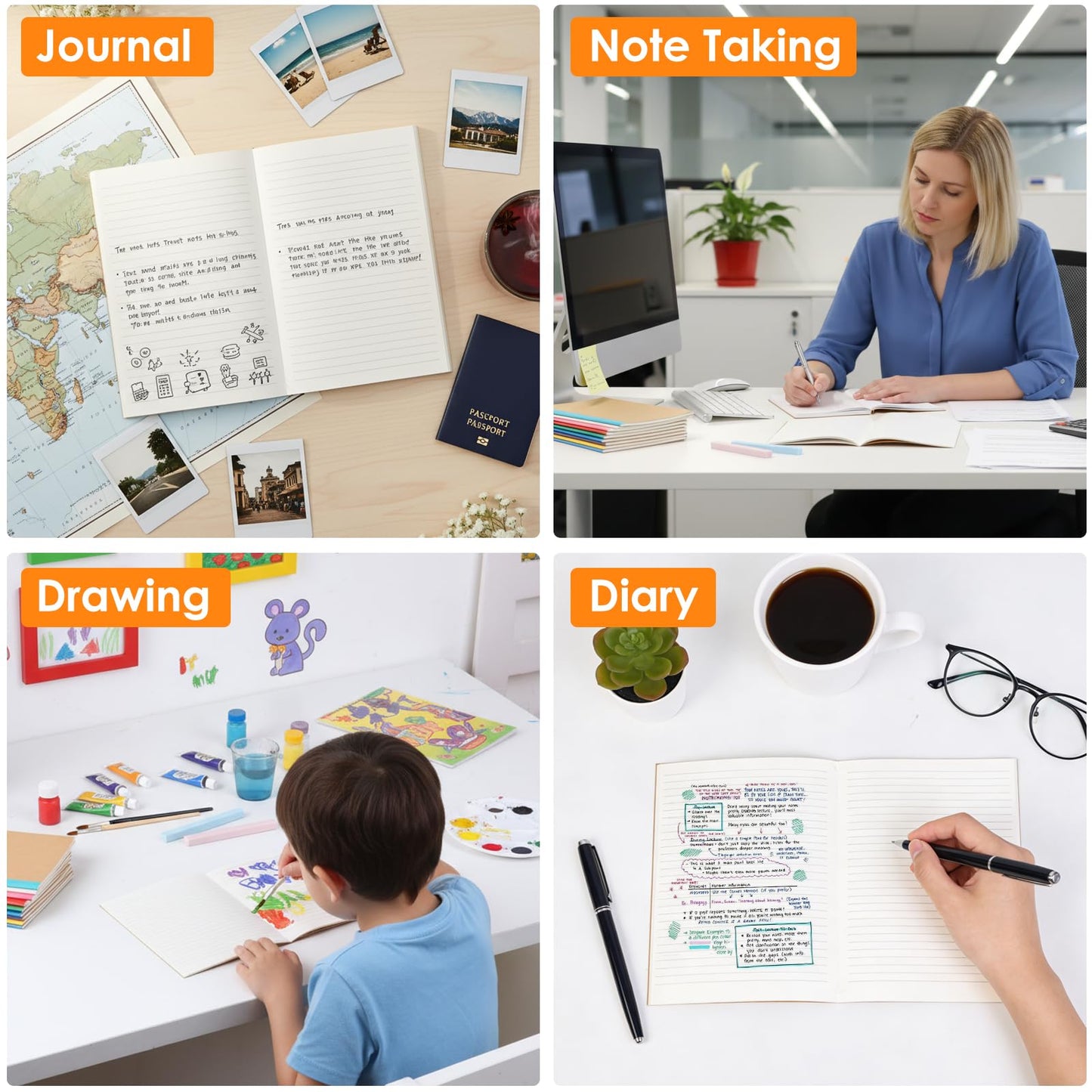 LABUK 10pcs A5 Composition Notebook Journals Bulk, Kraft Lined Notebooks, 10 Colors 60 Pages for Journaling, Writing, School, Office, Kids Gift