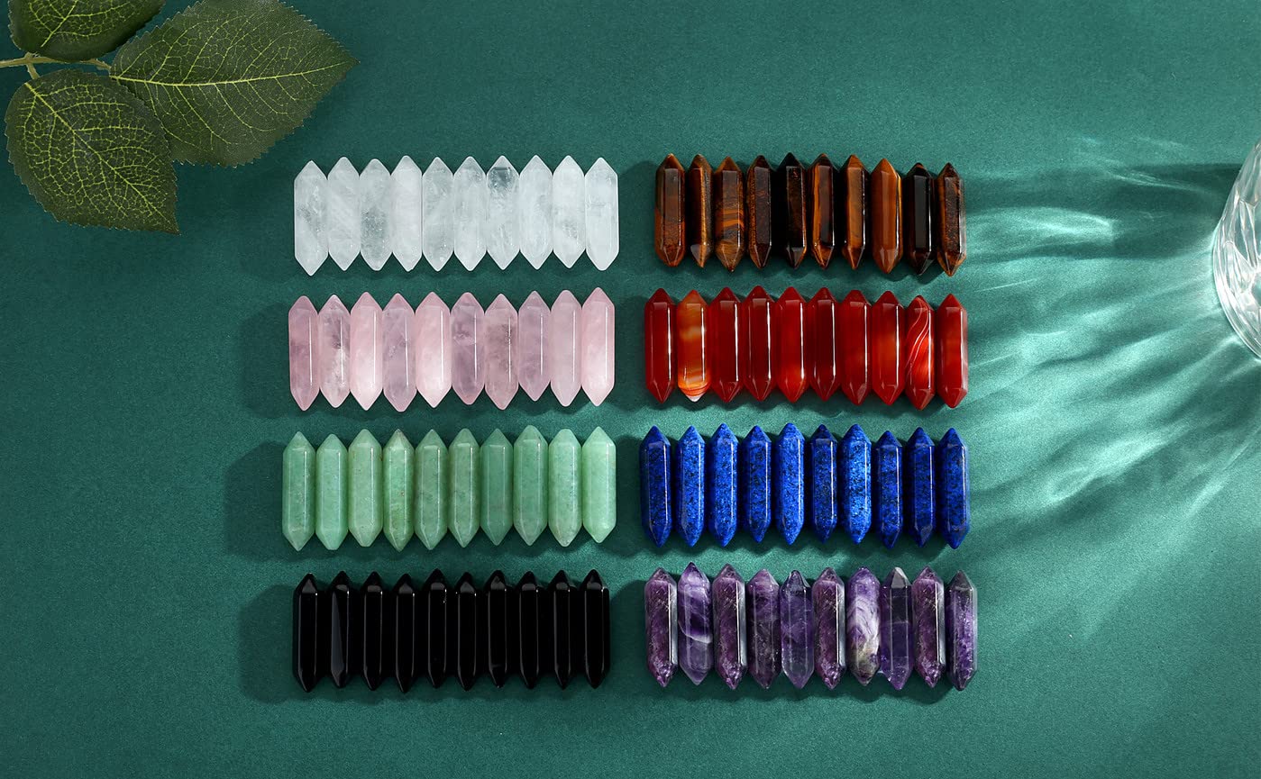 15 PCS Rose Quartz Healing Crystals Wands Polished Stones Bulk Tumbled Natural Hexagonal Pointed Reiki Energy Balancing Meditation Therapy Pink Stone Set Christmas Gift