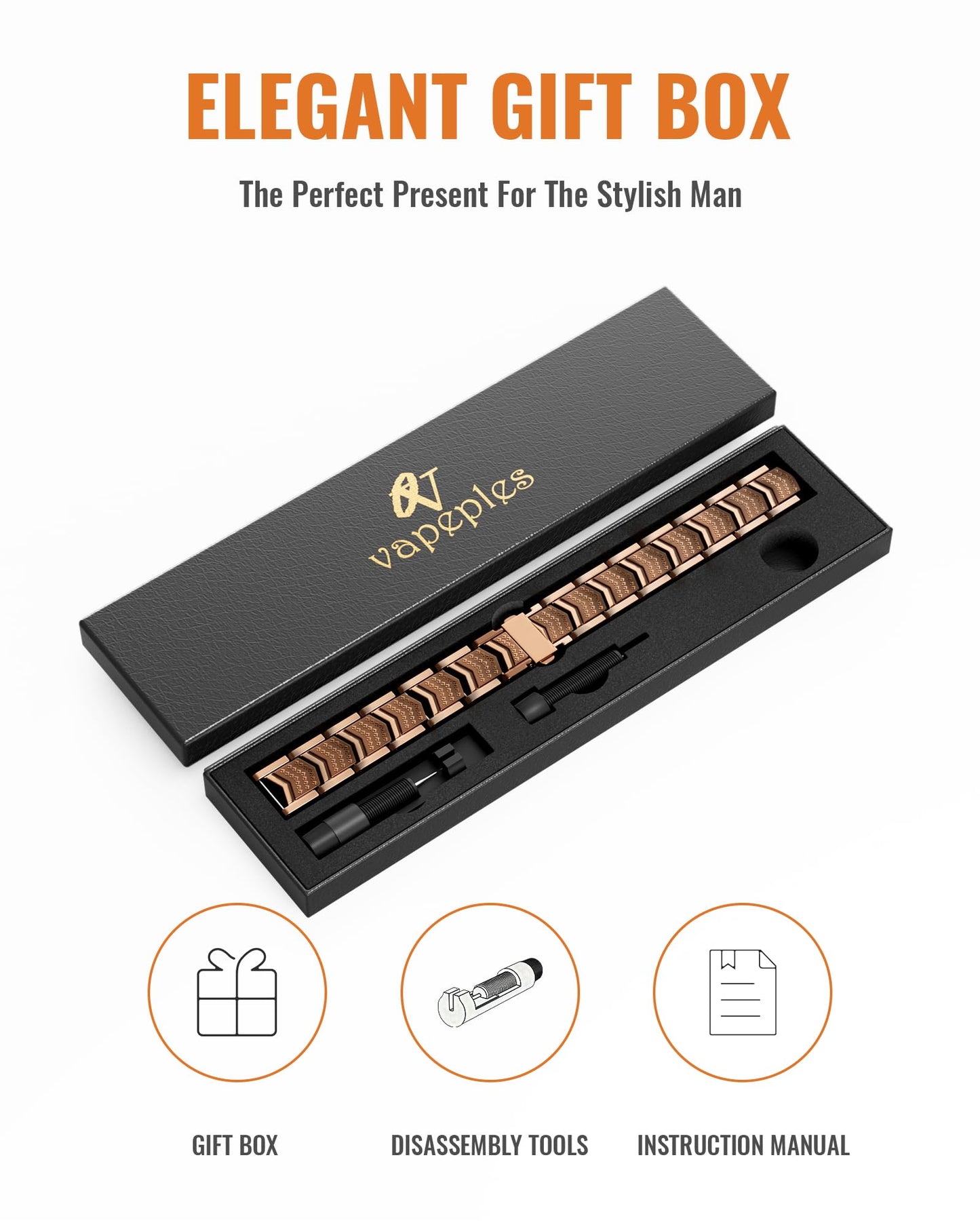 vapeples Copper Bracelet for Men,3X Magnetic,3800 Gauss,99.99% Pure Copper Magnetic Bracelets for Men, Power Balance,Shield Design,Gift Box Packaging With Adjustment Tool